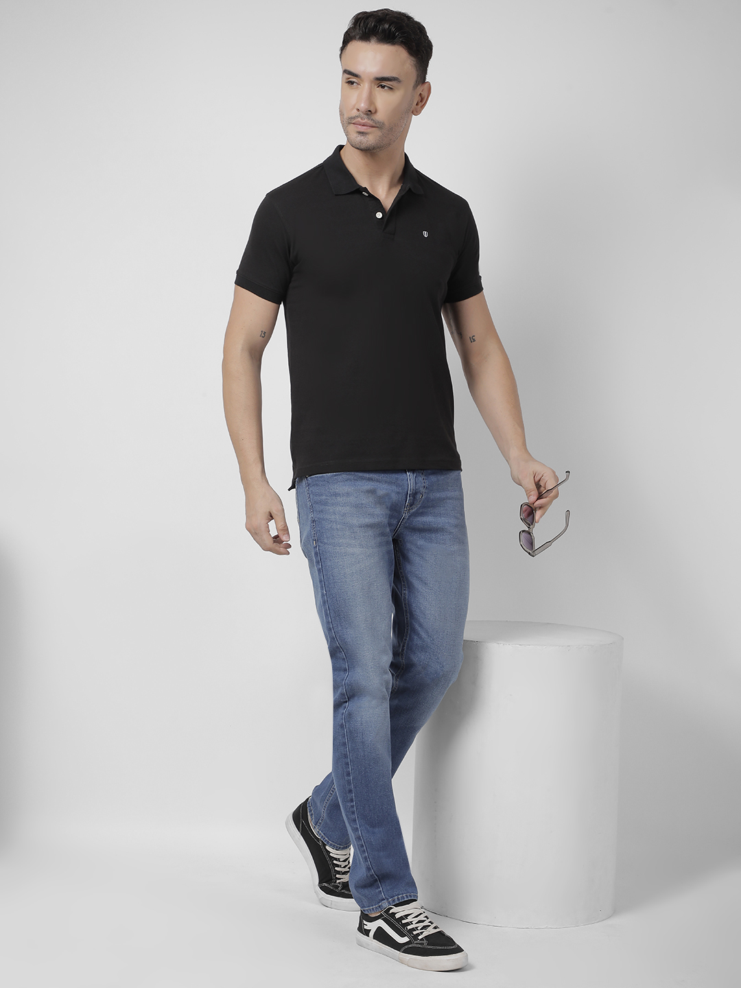 Numero Uno Men Embroidered Black T-Shirt